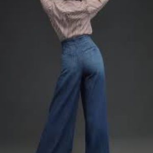 NWT Pilcro Palazzo Pleated Flared Wide Leg Jeans Sz 25